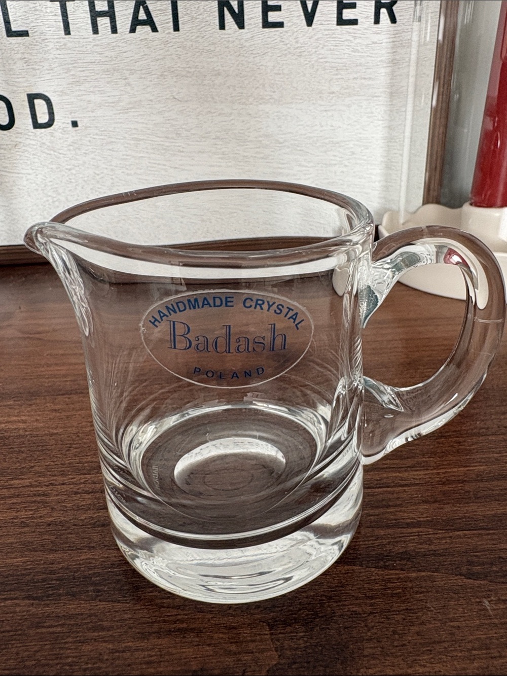 VTG BADASH Handmade Crystal Poland Creamer Pitcher RARE
